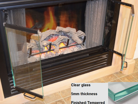 China Clear Tempered Glass Fireplace Glass Door supplier